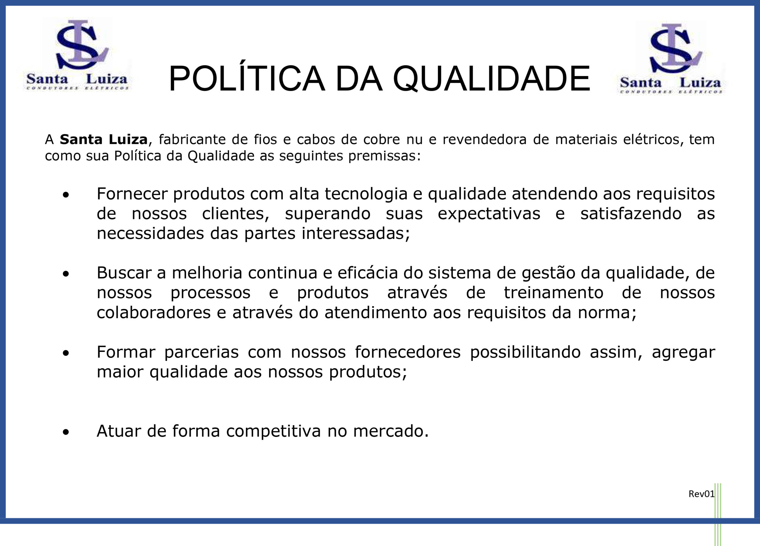 Política De Qualidade De Uma Empresa Exemplos